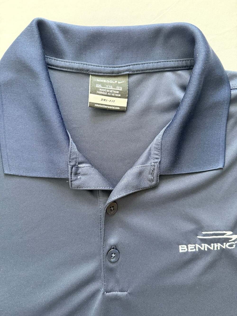 Nike Golf Dri-Fit Polo Shirt Men's XXL Navy Short Sleeve ~ Bennington Logo